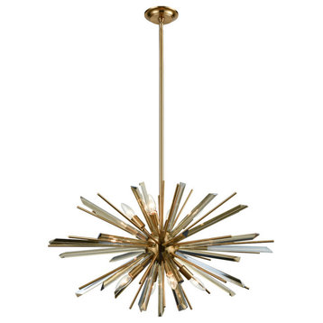 Palisades Ave. 8-Light Chandelier in Antique Brass With Champagne Glass