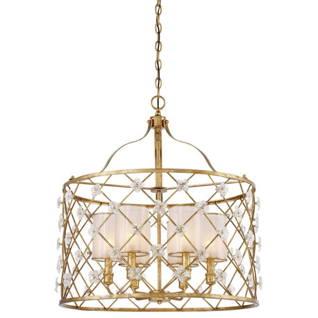 Metropolitan N6566-596 Victoria 6 Light 26-1/2"W Drum Chandelier - Elara Gold