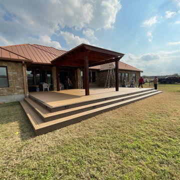 Cedar pergola and composite deck with lighting