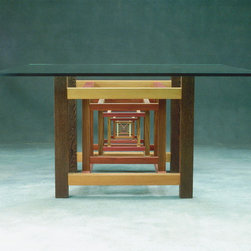 Mandala Dining Table with Square Glass Top - Dining Tables
