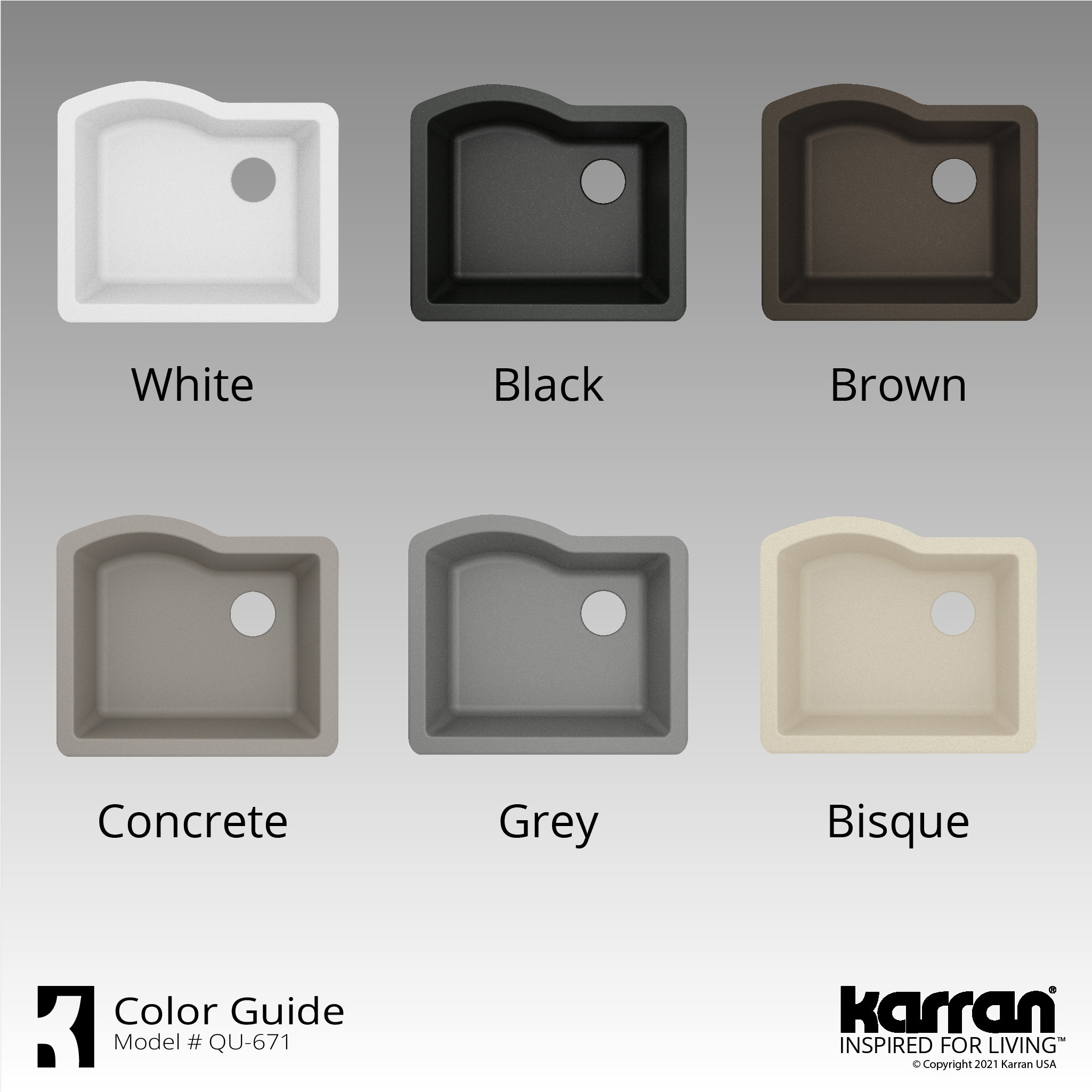 Karran Undermount Quartz Composite 24" Single Bowl Kitchen Sink, White
