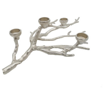 Tree Branch Candle or Candle Holder, Silver
