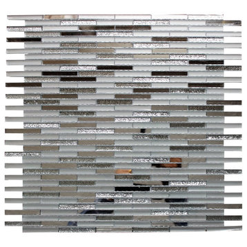 12.6"x12.6" Silver Sticks Mirror Glass Wall Mosaic Tile