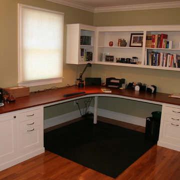 Custom desk, with shelving above