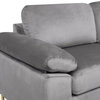 Elegant Sectional Sofa, Golden Legs With Soft Velvet Seat & Pillowed Arms, Gray