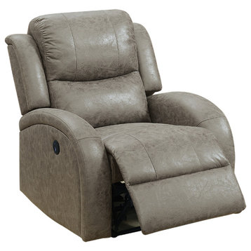 Power Recliner Chair with USB Charging Port, Stone
