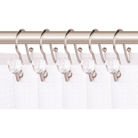 Utopia Alley Shower Hooks - Double Shower Curtain Rings for Bathroom, Brushed Nickel