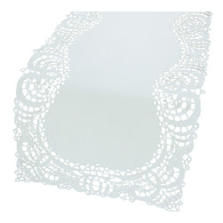 Xia Home Fashions - Dainty Lace Table Runner 15"x54" , White - Table Runners