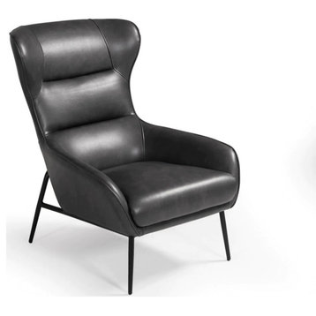 Elton Modern Dark Gray Leatherette Lounge Chair
