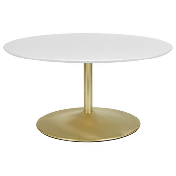 Flower Coffee Table With White Top and Brass Base