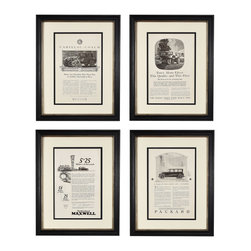 TimelessWalls - Original Vintage 1925 Car Ad with Classic Frames, Set of 4 - Prints And Posters