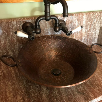 Round Hand Forged Old World Miners Pan Copper Vessel Sink (PVMPDB)