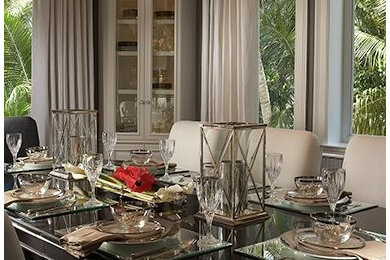 This is an example of a mid-sized contemporary separate dining room in Miami with beige walls and no fireplace.