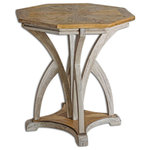 Uttermost - Uttermost Ranen 26 x 28" Aged White Accent Table - Combination Of Golden Mango With Aged White Finish On Carved Mindi Wood.
