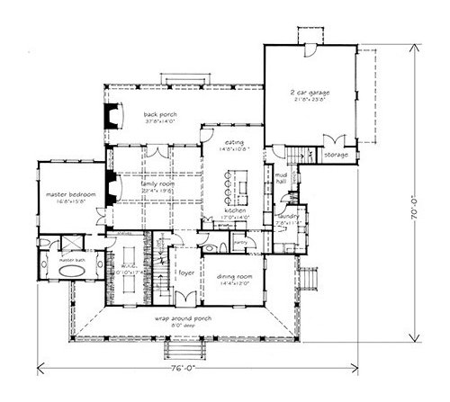 Mitc Ginn Southern Gothic Plan, Four Gables House Plan With Garage
