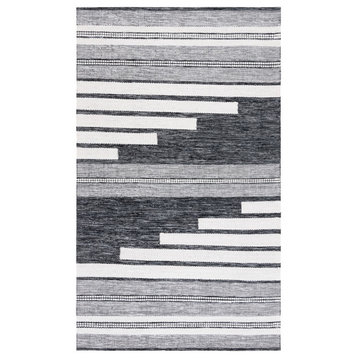 Safavieh Kilim Klm448Z Striped Rug, Ivory/Black, 2'3"x9'