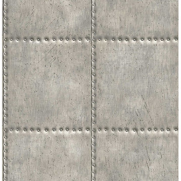 2701-22343 Sheet Metal Silver Rivets Wallpaper Non Woven Modern Style