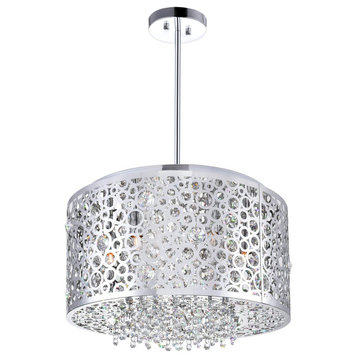 Bubbles 6 Light Drum Shade Chandelier with Chrome finish