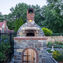 Outdoor Masonry Stone Brick-Oven Pizza Fireplace - Outdoor Fireplaces
