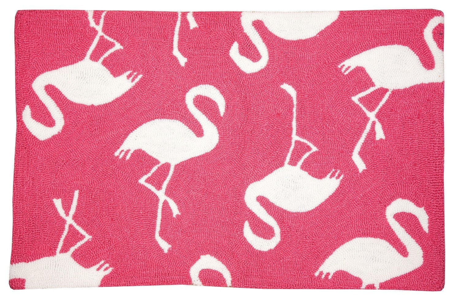 Beachy White Flamingos on Bright Pink Accent Throw Rug 34 X 22 Inches ...