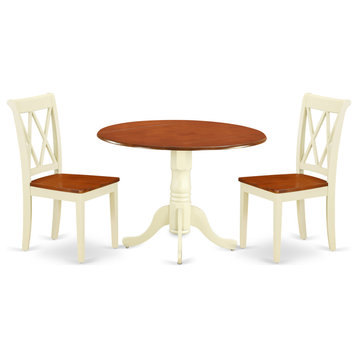 Dlcl3-Bmk-W 3Pc Round 42 Inch Table And 2 Double X Back Chairs