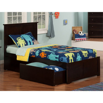 AFI Madison Twin XL Solid Wood Bed with Storage Drawers in Espresso