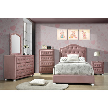 Reggie Full Bed, Pink Fabric