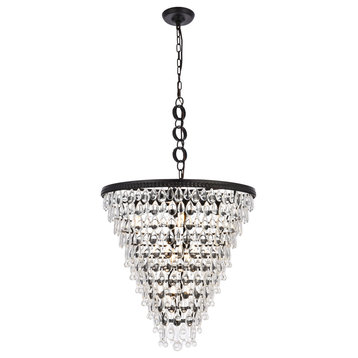 Elegant Lighting 1219D24BK/RC Nordic 7 lights black chandelier