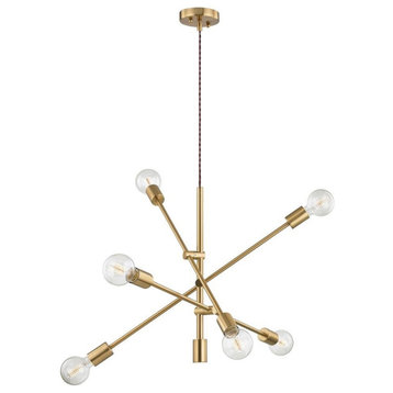 Mid-Century Modern 6-Light Sputnik Design Pendant Lighting Chandelier, Gold