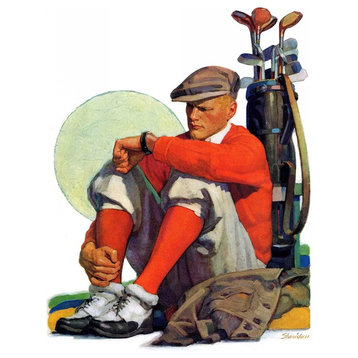 "Golfer Kept Waiting" Painting Print on Canvas by John E. Sheridan