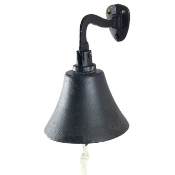 Cast Iron Hanging Ship's Bell, Rustic Black, 6"