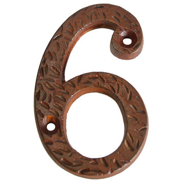 RCH Hardware Iron Rustic Country House Number, 3-Inch, Various Finishes, Rust, 6