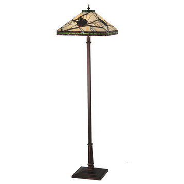 Meyda Tiffany 106506 Two Light Up Lighting Floor Lamp - Mahogany Bronze