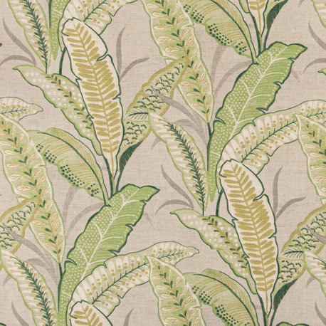 Green Performance Floral Leaves Print Upholstery Fabric by the Yard