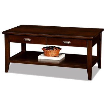Classic Coffee Table, 2 Drawers With Inverted Cup Pull Handles, Chocolate Cherry