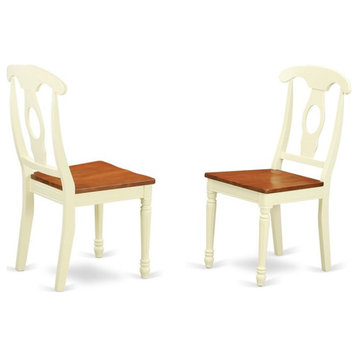 Atlin Designs 10" Wood Dining Chairs in Cream/Cherry (Set of 2)