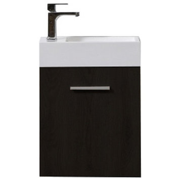 Bliss 18" Wall Mount Bathroom Vanity, Black