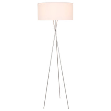 Silver Finish And White Shade 1-Light Floor Lamp