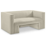 Meridian Furniture - Henson Velvet Upholstered Loveseat, Cream - Spice up your living room or den with this Henson velvet loveseat. This handsome chair has a boxy design that suits any contemporary room with ease. It's covered in rich cream velvet that's luxuriously soft to the touch and against the body, making it everyone's favorite seat. The solid wood frame of this modern loveseat adds durability, resilience, and long-lasting enjoyment to this loveseat, making it look right at home in your up-to-the-minute space.