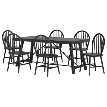 Southview Contemporary Iron and Wood 7-Piece Dining Set, Black