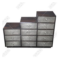 WOOD EN WHITE METAL STEEP CABINET - Furniture