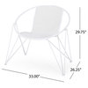 Janice Modern Outdoor Iron Chat Set With Side Table, Matte White