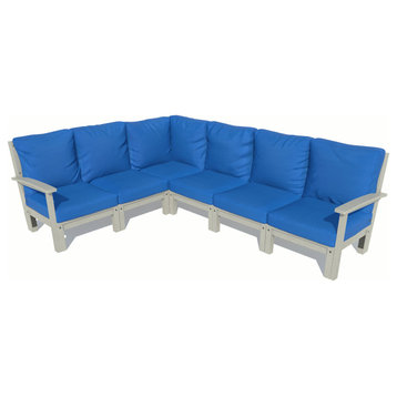 Bespoke 6-Piece Sectional Sofa Set, Cobalt Blue/Coastal Teak