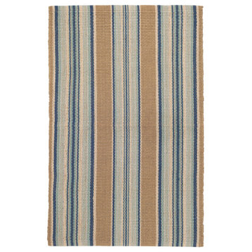 Blue Heron Stripe Woven Cotton Rug, Runner-2.5'x8'