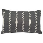 Pillow Decor - Diamond Ray Throw Pillows with Polyfill Insert, Gray, 12"x20" - The Diamond Ray Charcoal Gray Throw Pillows are made from a sturdy yet exceptionally soft woven fabric. The bold graphite gray color of this pillow is in beautiful contrast with the creamy, off-white diamond and v-shaped linear pattern. With its clean geometric pattern and soft, durable fabric, the rectangular square Diamond Ray Charcoal Gray Throw Pillow is suitable for any room in your home.FEATURES: