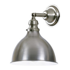 Wall Sconce, 7" Wide Metal Shade, Inside Finish White, Pewter