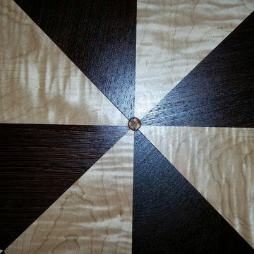 Todd 63" Wood Compass Rose Floor Medallion Inlay