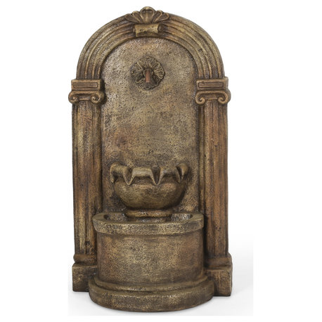 Sardis Outdoor 2-Tier Single Spout Fountain, Light Brown