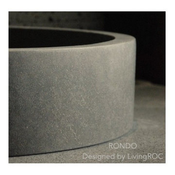 GRAY BASALT BATHROOM VESSEL SINK 16"x4"-RONDO