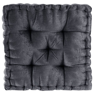 Intelligent Design Azza Square Floor Pillow Seat Cushion, Blush, Black